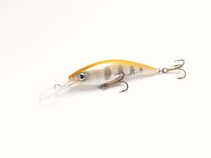 Handgemachter Wobbler Kunstköder. Handgemachter Angelköder mit wackelnder Aktion, der darauf abzielt, Fische anzulocken. Der Köder zeichnet sich durch seine aufwendigen Details aus und wird mit Sorgfalt hergestellt. Ideal für Liebhaber des Süßwasserangelns.